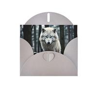 WZYWHJ Tarjeta de felicitación gris de 15 x 10 cm con sobre para Navidad, cumpleaños, día de San Valentín, invitación a fiesta, impresión de un lobo solitario