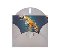 WZYWHJ Tarjeta de felicitación gris de 15 x 10 cm con sobre para Navidad, cumpleaños, día de San Valentín, invitación a fiesta, estampado de tigre derretido de Dalí