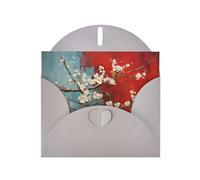 WZYWHJ Tarjeta de felicitación gris de 15 x 10 cm con sobre para Navidad, cumpleaños, día de San Valentín, invitación a fiesta, flor de almendro impresa