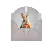 WZYWHJ Tarjeta de felicitación gris de 15 x 10 cm con sobre para Navidad, cumpleaños, día de San Valentín, invitación a fiestas, conejo comiendo zanahorias