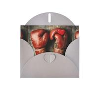 WZYWHJ Tarjeta de felicitación gris de 15 x 10 cm con sobre para Navidad, cumpleaños, día de San Valentín, invitación a fiestas, guantes de boxeo