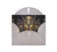 WZYWHJ Tarjeta de felicitación gris de 15 x 10 cm con sobre para Navidad, cumpleaños, día de San Valentín, invitaciones de fiesta, impresiones de escarabajo montadas