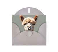 WZYWHJ Tarjeta de felicitación gris de 15 x 10 cm con sobre para Navidad, cumpleaños, día de San Valentín, invitación a fiesta, imagen de avatar de alpaca