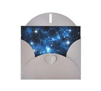 WZYWHJ Tarjeta de felicitación gris de 15 x 10 cm con sobre para Navidad, cumpleaños, día de San Valentín, invitación a fiestas, estrellas azules brillantes