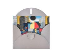 WZYWHJ Tarjeta de felicitación gris de 15 x 10 cm con sobre para Navidad, cumpleaños, día de San Valentín, invitación a fiestas, cuadrícula de ciudad