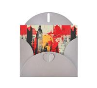 WZYWHJ Tarjeta de felicitación gris de 15 x 10 cm con sobre para Navidad, cumpleaños, día de San Valentín, invitaciones a fiestas, iconos de ciudad