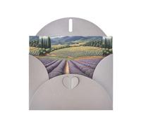 WZYWHJ Tarjeta de felicitación gris de 15 x 10 cm con sobre para Navidad, cumpleaños, día de San Valentín, invitaciones a fiestas, impresiones de campos de lavanda