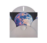 WZYWHJ Tarjeta de felicitación gris de 15 x 10 cm con sobre para Navidad, cumpleaños, día de San Valentín, invitación de fiesta, impresión de luna colorida