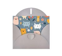 WZYWHJ Tarjeta de felicitación gris de 15 x 10 cm con sobre para Navidad, cumpleaños, día de San Valentín, invitación a fiestas, patrón de dibujos infantiles