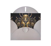 WZYWHJ Tarjeta de felicitación gris de 15 x 10 cm con sobre para Navidad, cumpleaños, día de San Valentín, invitaciones de fiesta, impresiones de escarabajo montadas