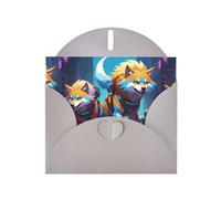 WZYWHJ Tarjeta de felicitación gris de 15 x 10 cm con sobre para Navidad, cumpleaños, día de San Valentín, invitaciones a fiestas, paquete de lobos cibernéticos