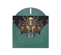 WZYWHJ Tarjeta de felicitación navideña verde oscuro de 15 x 10 cm con sobre para Navidad, cumpleaños, día de San Valentín, invitaciones de fiesta, impresiones de escarabajo montadas