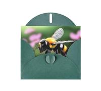 WZYWHJ Tarjeta de felicitación navideña verde oscuro de 15 x 10 cm con sobre para Navidad, cumpleaños, día de San Valentín, invitación a fiesta, impresión de una pequeña abeja