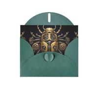 WZYWHJ Tarjeta de felicitación navideña verde oscuro de 15 x 10 cm con sobre para Navidad, cumpleaños, día de San Valentín, invitaciones de fiesta, impresiones de escarabajo montadas