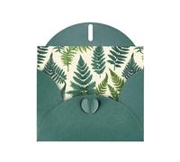 WZYWHJ Tarjeta de felicitación navideña verde oscuro de 15 x 10 cm con sobre para Navidad, cumpleaños, día de San Valentín, invitaciones a fiestas, impresiones de enciclopedia de helechos