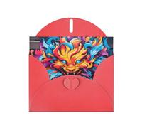 WZYWHJ Tarjeta de felicitación roja de 15 x 10 cm con sobre para Navidad, cumpleaños, día de San Valentín, invitación de fiesta, arte de graffiti y zorro impreso