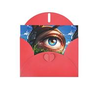 WZYWHJ Tarjeta de felicitación roja de 15 x 10 cm con sobre para Navidad, cumpleaños, día de San Valentín, invitaciones a fiestas, impresiones de ojos misteriosos