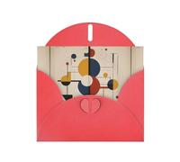 WZYWHJ Tarjeta de felicitación roja de 15 x 10 cm con sobre para Navidad, cumpleaños, día de San Valentín, invitaciones de fiesta, impresiones de cubo Bauhaus