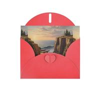 WZYWHJ Tarjeta de felicitación roja de 15 x 10 cm con sobre para Navidad, cumpleaños, día de San Valentín, invitación de fiesta con texto en inglés "Looking out to sea"