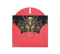 WZYWHJ Tarjeta de felicitación roja de 15 x 10 cm con sobre para Navidad, cumpleaños, día de San Valentín, invitaciones de fiesta, impresiones de escarabajo montadas