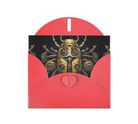 WZYWHJ Tarjeta de felicitación roja de 15 x 10 cm con sobre para Navidad, cumpleaños, día de San Valentín, invitaciones de fiesta, impresiones de escarabajo montadas