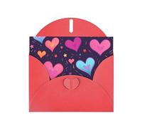 WZYWHJ Tarjeta de felicitación roja de 15 x 10 cm con sobre para Navidad, cumpleaños, día de San Valentín, invitación a fiestas, estrellas fugaces y corazones