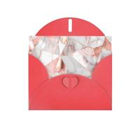 WZYWHJ Tarjeta de felicitación roja de 15 x 10 cm con sobre para Navidad, cumpleaños, día de San Valentín, invitaciones a fiestas, impresiones de mármol de oro rosa