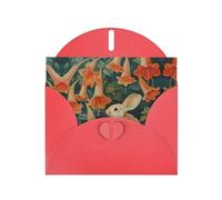 WZYWHJ Tarjeta de felicitación roja de 15 x 10 cm con sobre para Navidad, cumpleaños, día de San Valentín, invitación de fiesta, conejito bajo la gloria de la mañana, impresa