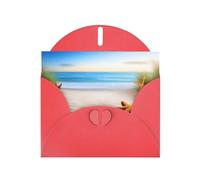 WZYWHJ Tarjeta de felicitación roja de 15 x 10 cm con sobre para Navidad, cumpleaños, día de San Valentín, invitación a fiestas, playa, estrellas de mar y tierras