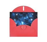 WZYWHJ Tarjeta de felicitación roja de 15 x 10 cm con sobre para Navidad, cumpleaños, día de San Valentín, invitación de fiesta, estrellas azules brillantes