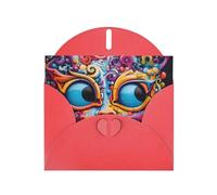 WZYWHJ Tarjeta de felicitación roja de 15 x 10 cm con sobre para Navidad, cumpleaños, día de San Valentín, invitación a fiestas, arte de garabatos impresos