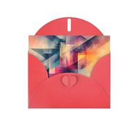 WZYWHJ Tarjeta de felicitación roja para Navidad, cumpleaños, aniversario y más, impresiones abstractas degradadas fractales