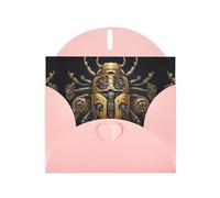 WZYWHJ Tarjeta de felicitación rosa de 15 x 10 cm con sobre para Navidad, cumpleaños, día de San Valentín, invitaciones de fiesta, impresiones de escarabajo montadas