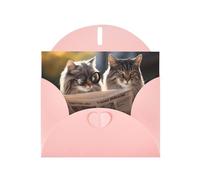 WZYWHJ Tarjeta de felicitación rosa de 15 x 10 cm con sobre para Navidad, cumpleaños, día de San Valentín, invitación a fiestas, un par de gatos impresos