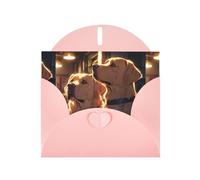 WZYWHJ Tarjeta de felicitación rosa de 15 x 10 cm con sobre para Navidad, cumpleaños, día de San Valentín, invitaciones de fiesta, bonitas impresiones de labrador