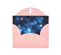 WZYWHJ Tarjeta de felicitación rosa de 15 x 10 cm con sobre para Navidad, cumpleaños, día de San Valentín, invitación de fiesta, estrellas azules brillantes