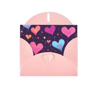 WZYWHJ Tarjeta de felicitación rosa de 15 x 10 cm con sobre para Navidad, cumpleaños, día de San Valentín, invitación a fiestas, estrellas fugaces y corazones
