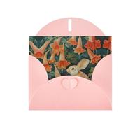 WZYWHJ Tarjeta de felicitación rosa de 15 x 10 cm con sobre para Navidad, cumpleaños, día de San Valentín, invitación de fiesta, conejito bajo la gloria de la mañana, impresa