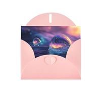 WZYWHJ Tarjeta de felicitación rosa de 15 x 10 cm con sobre para Navidad, cumpleaños, día de San Valentín, invitaciones a fiestas, impresiones de gotas de agua de colores