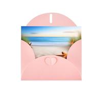 WZYWHJ Tarjeta de felicitación rosa de 15 x 10 cm con sobre para Navidad, cumpleaños, día de San Valentín, invitación a fiestas, playa, estrellas de mar y tierras