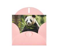 WZYWHJ Tarjeta de felicitación rosa para Navidad, cumpleaños, aniversario y más, bonito patrón de panda