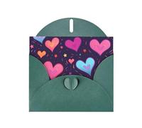 WZYWHJ Tarjeta de felicitación verde oscuro de 15 x 10 cm con sobre para Navidad, cumpleaños, día de San Valentín, invitación a fiestas, estrellas fugaces y corazones