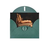 WZYWHJ Tarjeta de felicitación verde oscuro de 15 x 10 cm con sobre para Navidad, cumpleaños, día de San Valentín, invitación a fiestas, pan en una caja de impresión