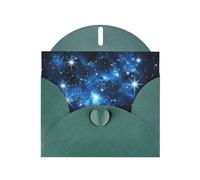 WZYWHJ Tarjeta de felicitación verde oscuro de 15 x 10 cm con sobre para Navidad, cumpleaños, día de San Valentín, invitación a fiestas, estrellas azules brillantes