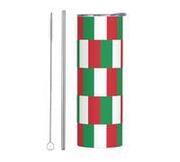 WZYWHJ Taza de acero inoxidable de 20 onzas para café, oficina, coche, deportes y uso doméstico, juego de dos piezas con diseño de bandera de Italia