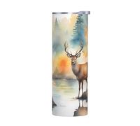 WZYWHJ Taza de acero inoxidable de 20 onzas para café, oficina, coche, deportes y uso doméstico, sin accesorios, ciervo by The River Printing
