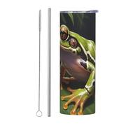 WZYWHJ Taza de acero inoxidable de 20 onzas, taza ecológica de calidad con tapa sellable y pajilla con efecto aislante, juego de dos piezas con estampado de rana y árbol de rayo