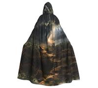 WZYWHJ Terrible tornado impreso Aldult Poncho con capucha para hombres y mujeres, fiesta de Halloween