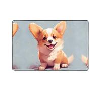 WZYWHJ The Glittering Little Corgi - Alfombra antideslizante con estampado de Corgi de 72 x 48 pulgadas para sala de estar, oficina, mesa de café, cama, balcón