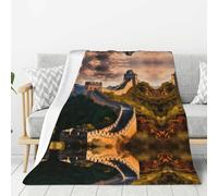 WZYWHJ The Great Wall of China - Manta de franela gruesa estampada de 80 x 60 pulgadas, alfombra vertical suave de doble cara para sofá
